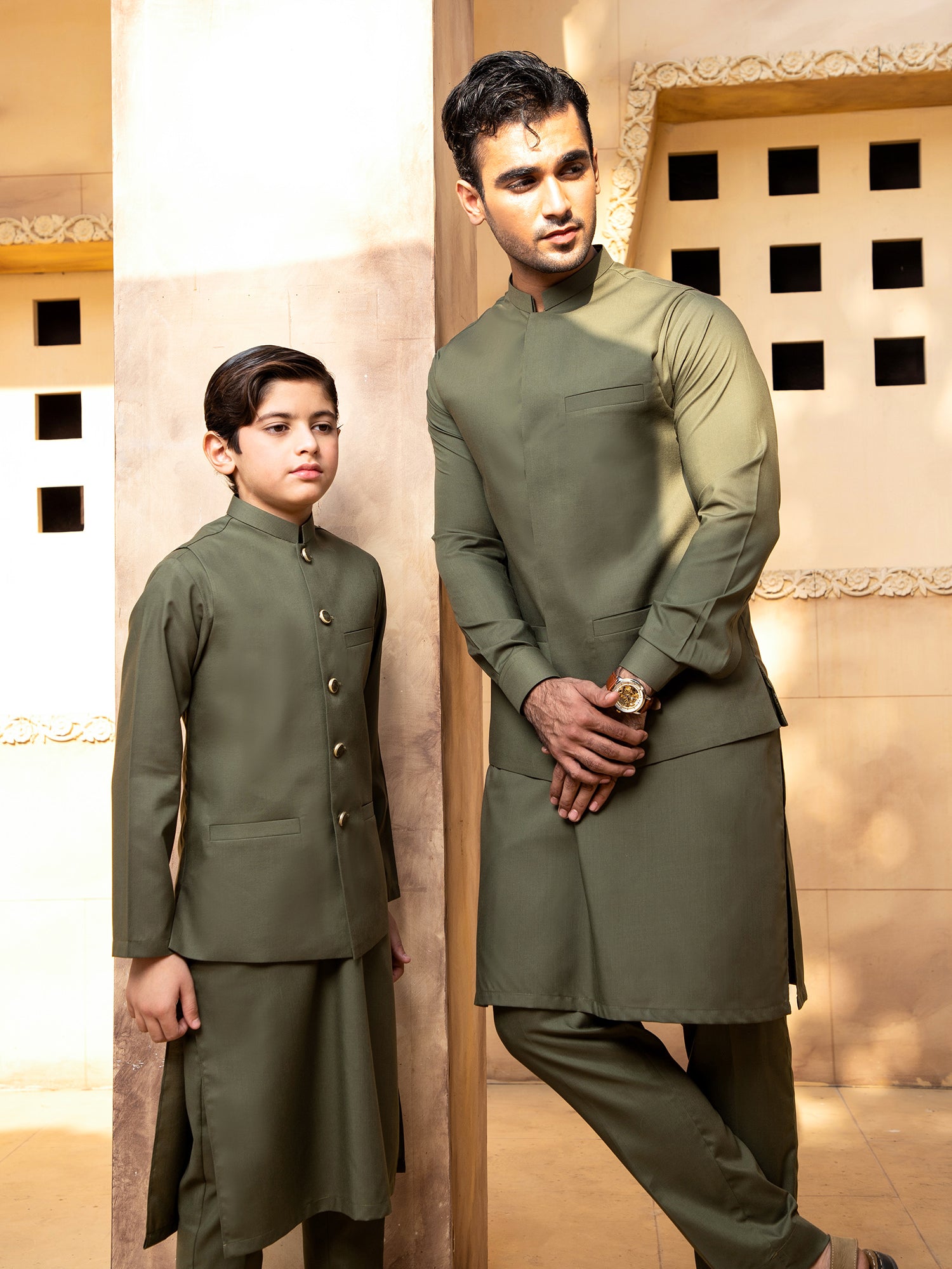 Army Green Kurta Trouser With Waistcoat