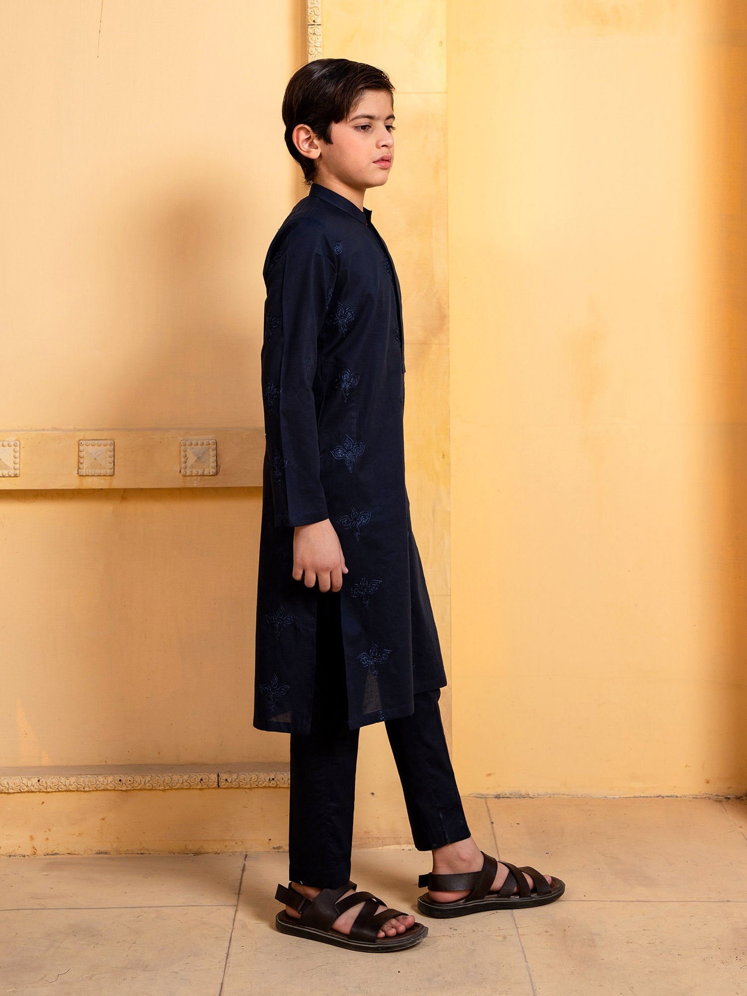 Blue Embroidered Kutra Trouser