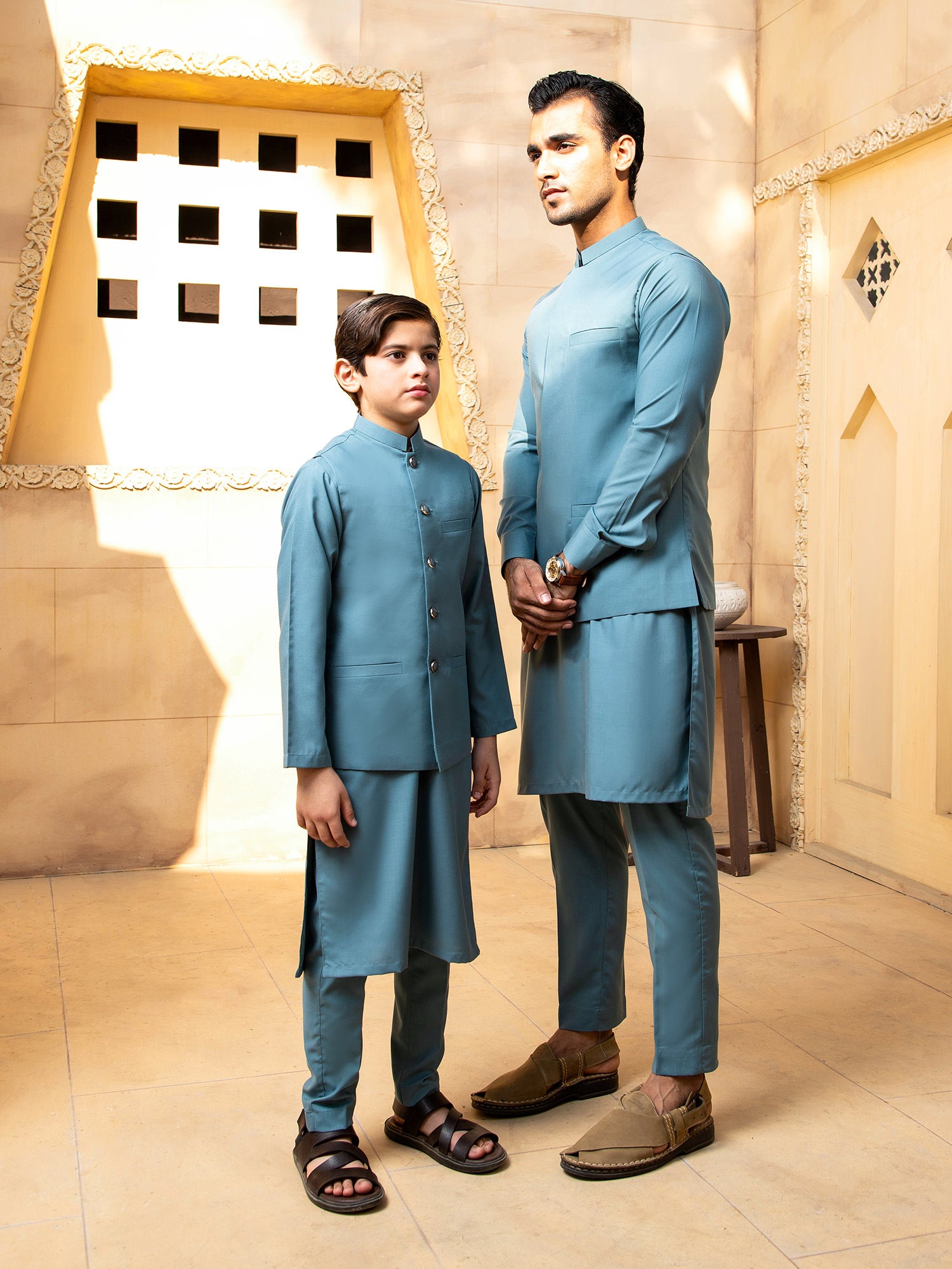 Pacific Blue Kurta Trouser With Waistcoat