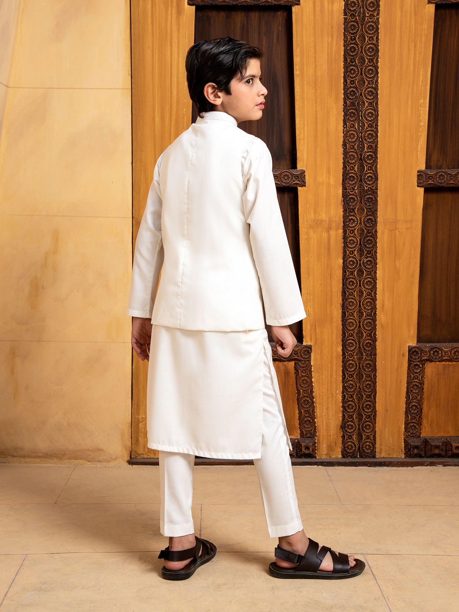 OffWhite Kurta Trouser With Waistcoat