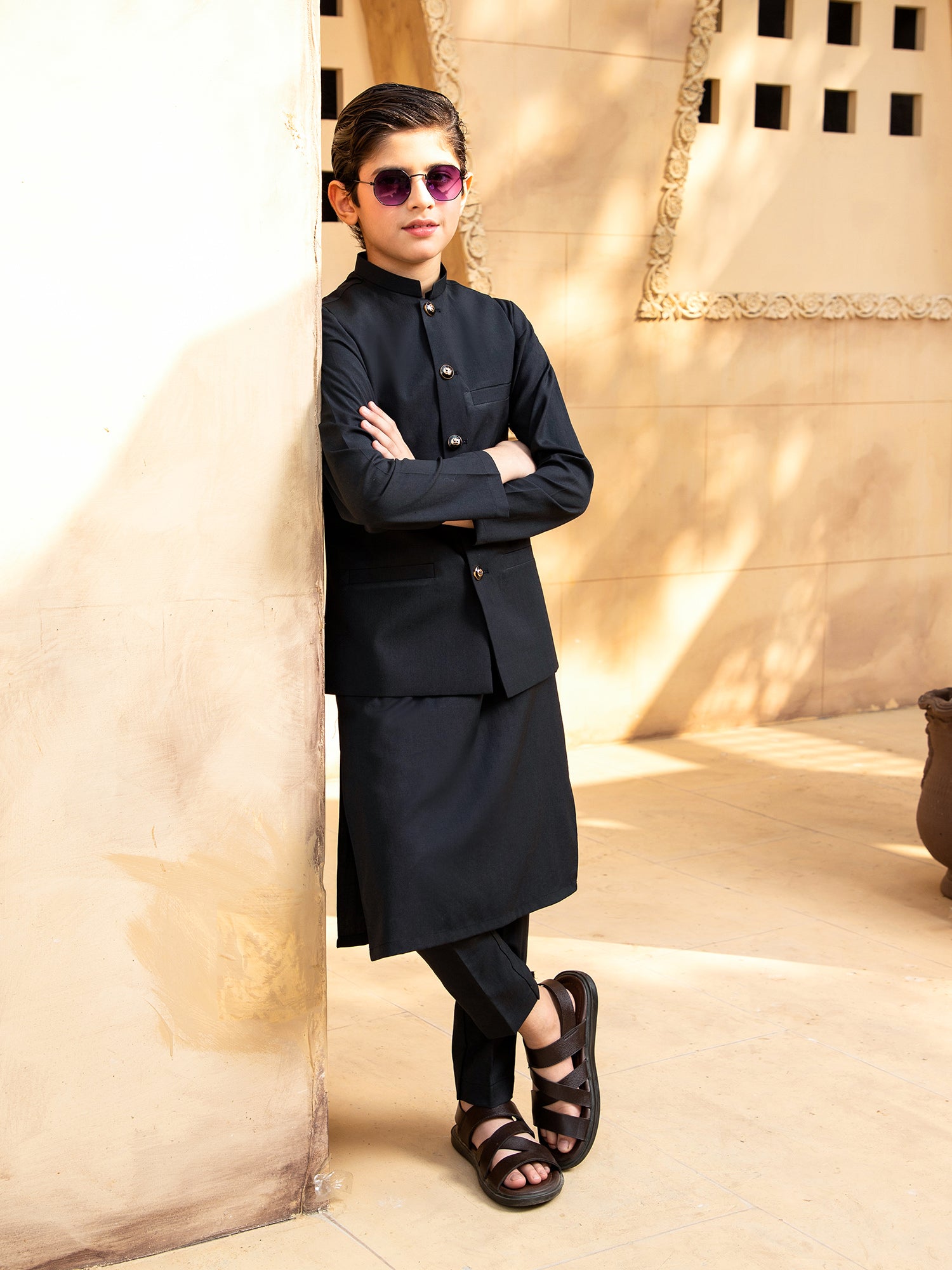 Boski Black Kurta Trouser with Waistcoat