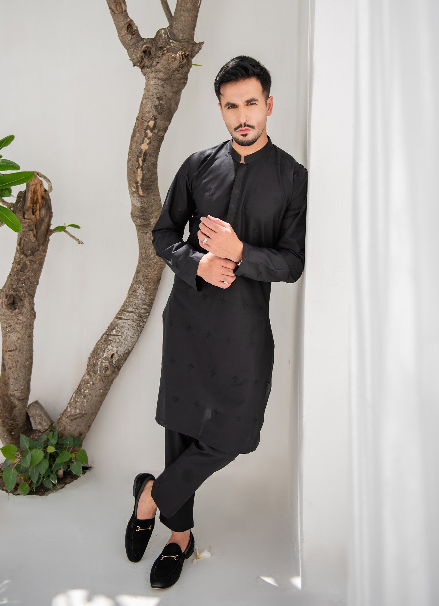 Black Embroidered Kutra Trouser