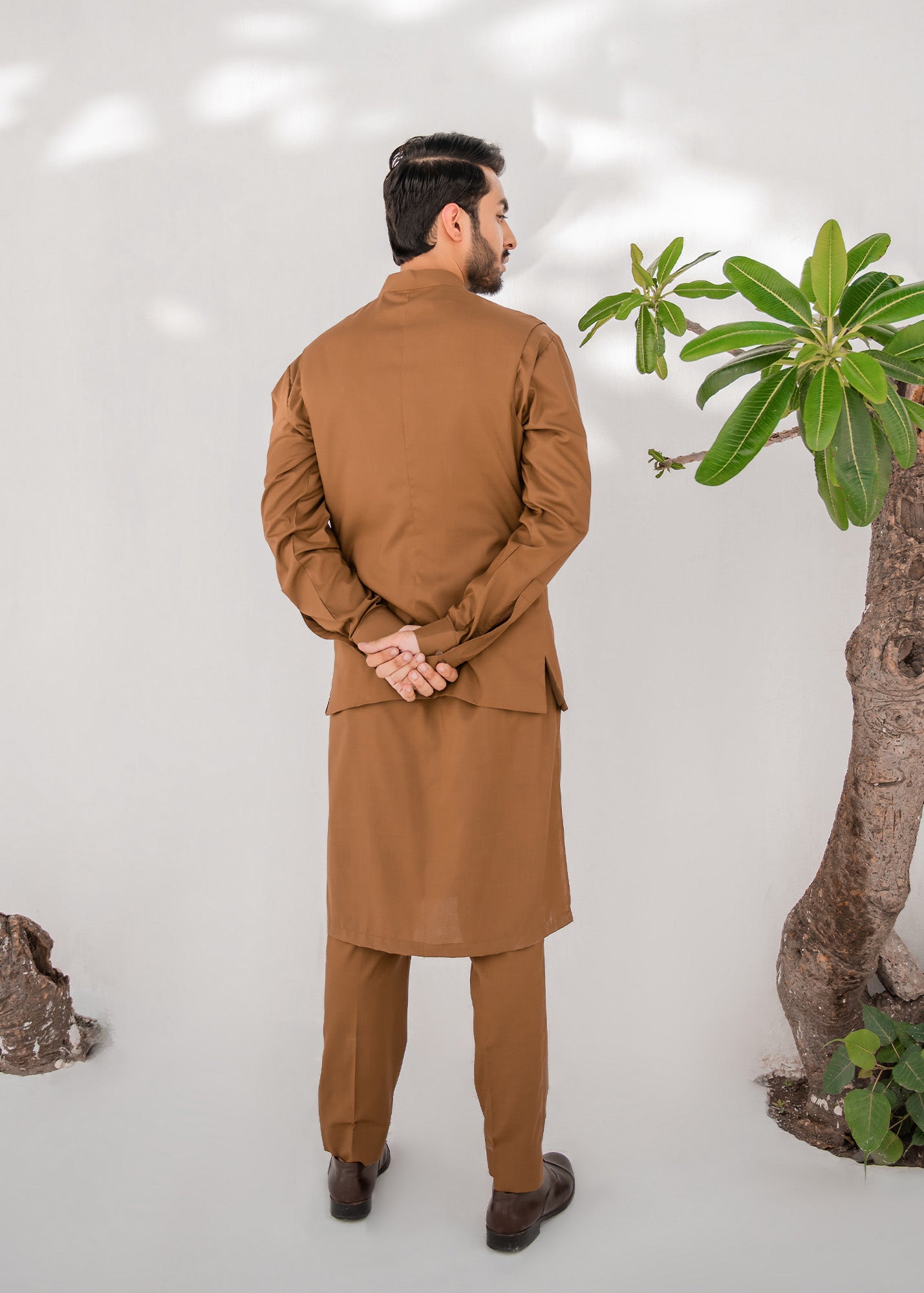 Brown Kurta Trouser & Waistcoat - 3 PC