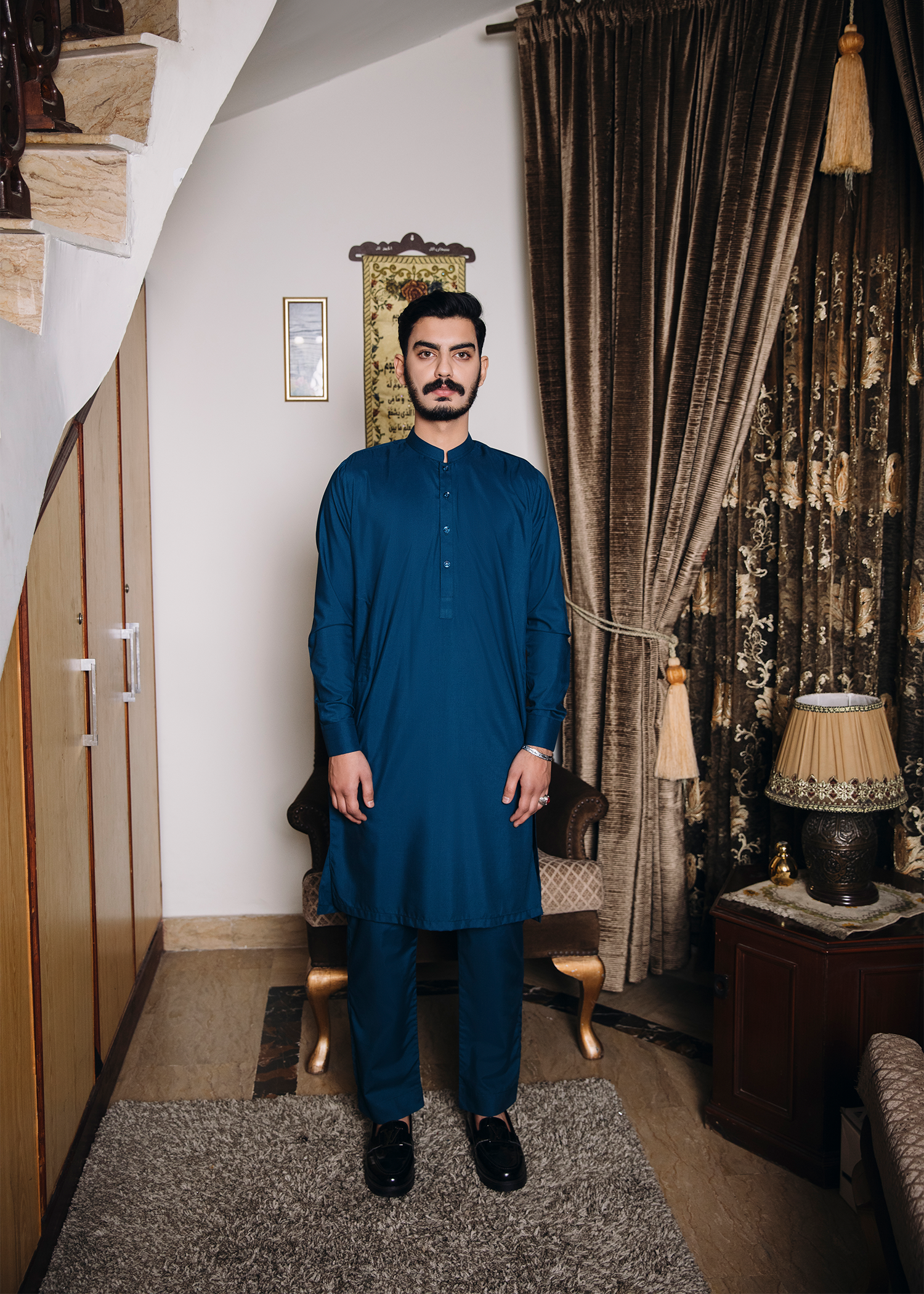 Teal Blue Kurta Trouser - 2PC