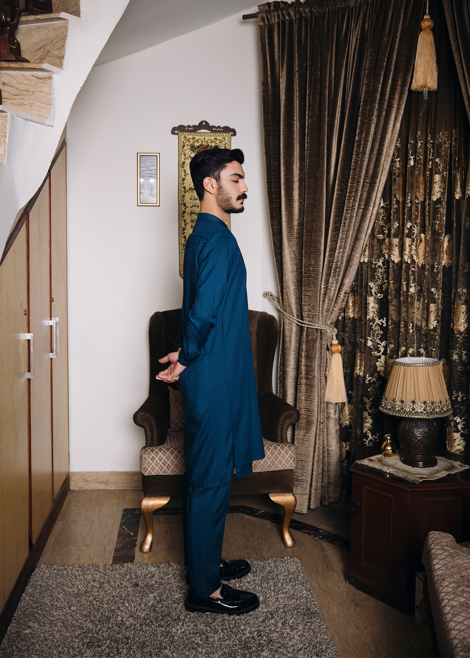 Teal Blue Kurta Trouser - 2PC