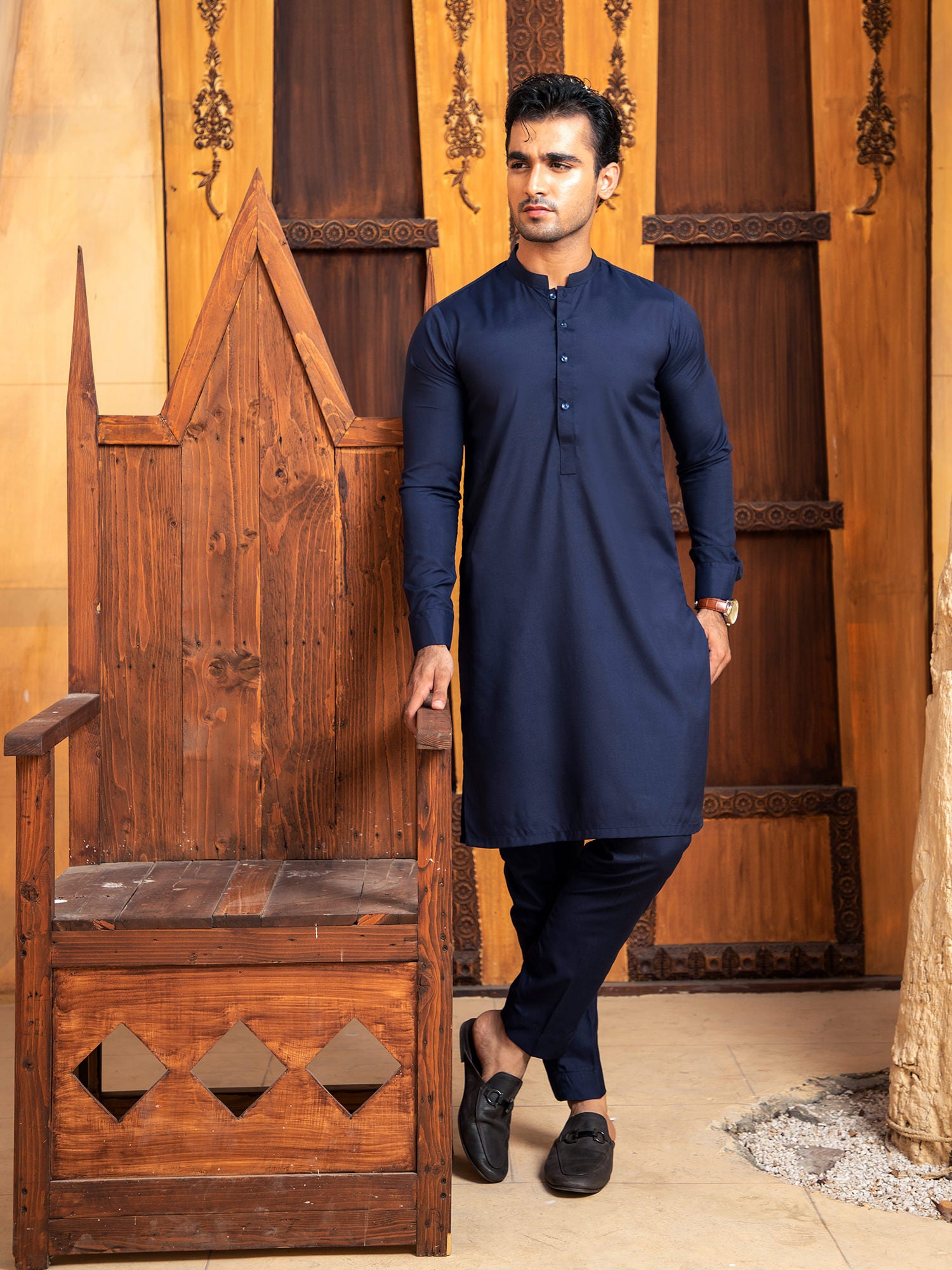 Boski Navy Blue Kurta Trouser